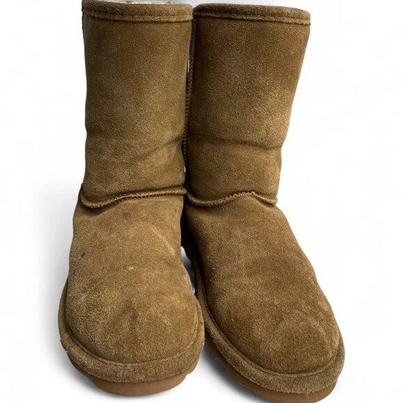 Bearpaw Elle Short Suede Leather Brown Shearling Lined Winter Boots Women's 9 - Picture 5 of 14